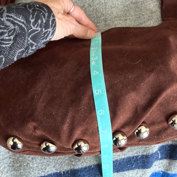 andornia Handbags - Brown Suede Studded Hobo Shoulder Bag
